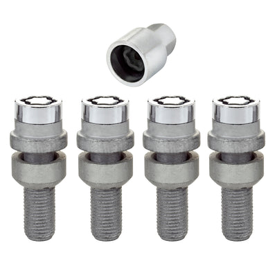 4-Pack Radius Seat Wheel Lock Bolts <br> M14 x 1.5, 17mm Hex, 28.2mm Shank Length