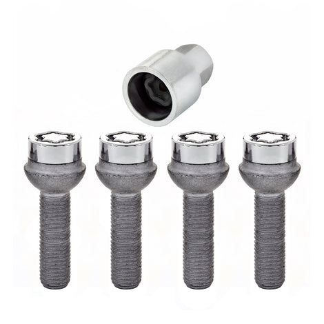 4-Pack Radius Seat Wheel Lock Bolts <br> M12 x 1.5, 17mm Hex, 39.9mm Shank Length