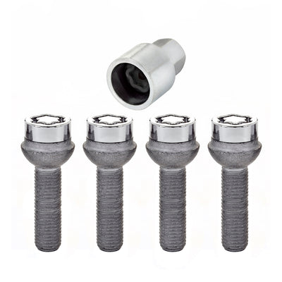 4-Pack Radius Seat Wheel Lock Bolts <br> M12 x 1.5, 17mm Hex, 39.9mm Shank Length