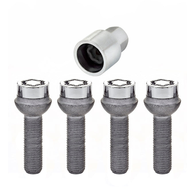 4-Pack Radius Seat Wheel Lock Bolts <br> M12 x 1.5, 17mm Hex, 39.9mm Shank Length