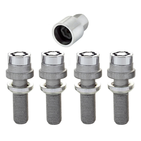 4-Pack Radius Seat Wheel Lock Bolts <br> M14 x 1.5, 19mm Hex, 35.4mm Shank Length