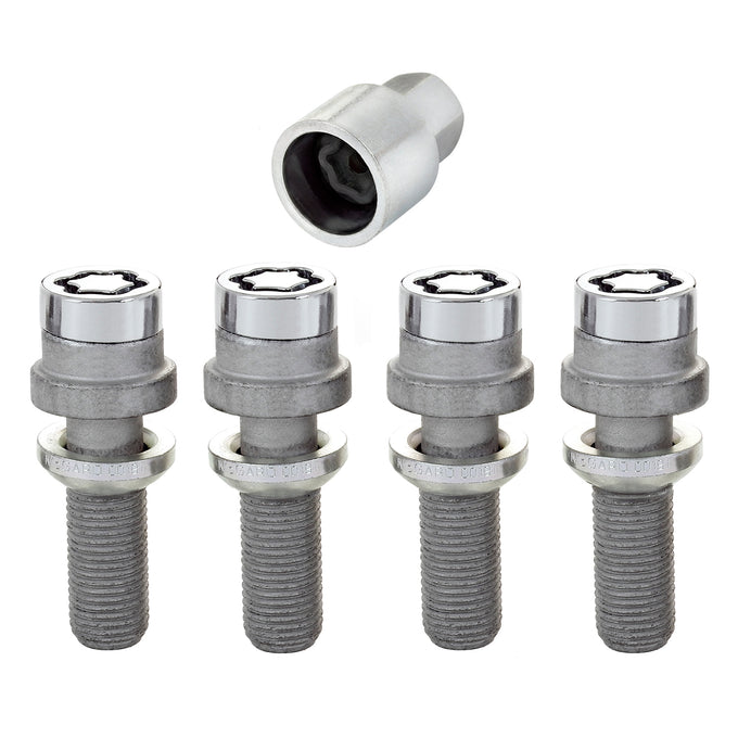 4-Pack Radius Seat Wheel Lock Bolts <br> M14 x 1.5, 19mm Hex, 35.4mm Shank Length