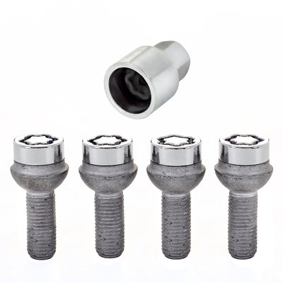 4-Pack Radius Seat Wheel Lock Bolts <br> M12 x 1.5, 17mm Hex, 27.9mm Shank Length