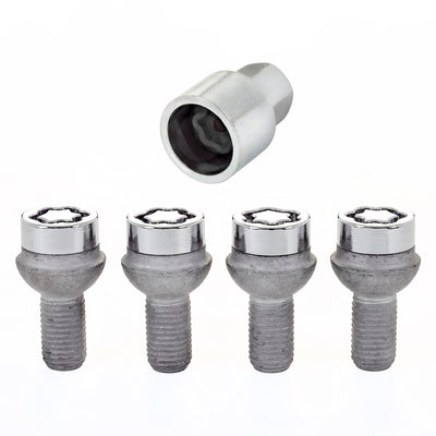 4-Pack Radius Seat Wheel Lock Bolts <br> M12 x 1.5, 17mm Hex, 23.3mm Shank Length