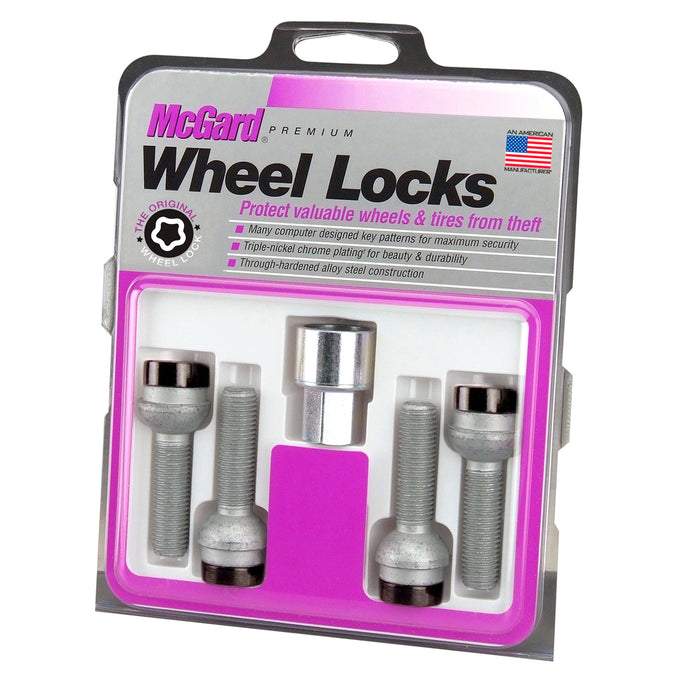 4-pack Radius Seat Style Wheel Lock Bolts <br> M14 x 1.5, 17mm Hex, 45.0mm Shank Length