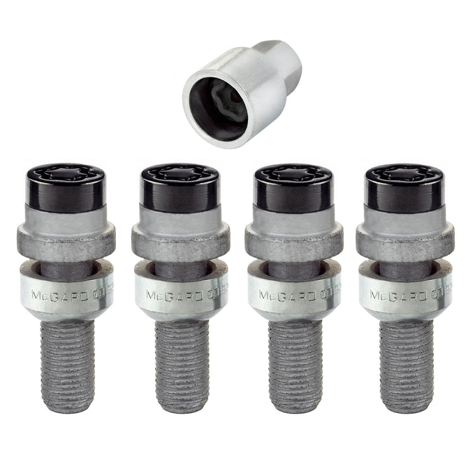 4-pack Radius Seat Style Wheel Lock Bolts <br> M14 x 1.5, 17mm Hex, 28.2mm Shank Length