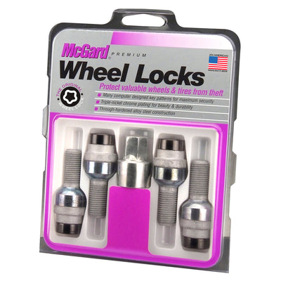 4-pack Radius Seat Style Wheel Lock Bolts <br> M14 x 1.5, 17mm Hex, 28.2mm Shank Length