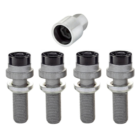 4-pack Radius Seat Style Wheel Lock Bolts <br> M14 x 1.5, 19mm Hex, 35.4mm Shank Length