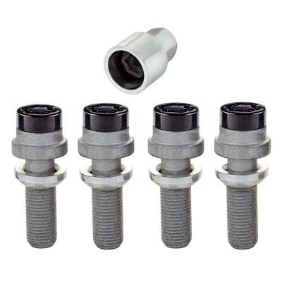 4-pack Radius Seat Style Wheel Lock Bolts <br> M14 x 1.5, 19mm Hex, 35.4mm Shank Length