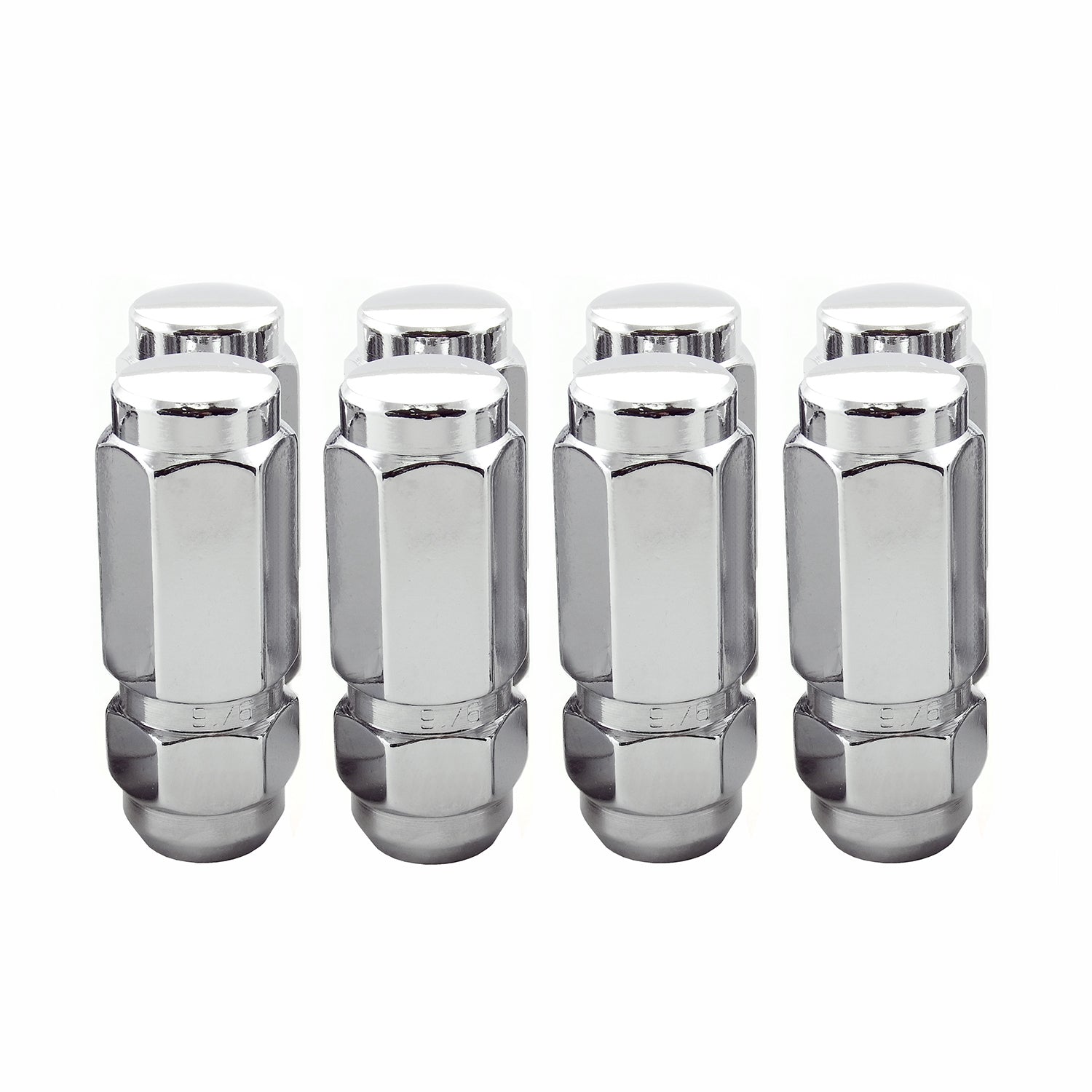 8-Pack Cone Seat Style Hex Lug Nuts <br> 1/2-20 Thread, 7/8in Hex x 2.50in L