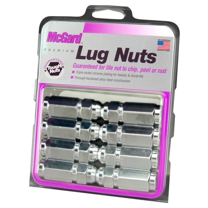 8-Pack Cone Seat Style Hex Lug Nuts <br> 1/2-20 Thread, 7/8in Hex x 2.50in L