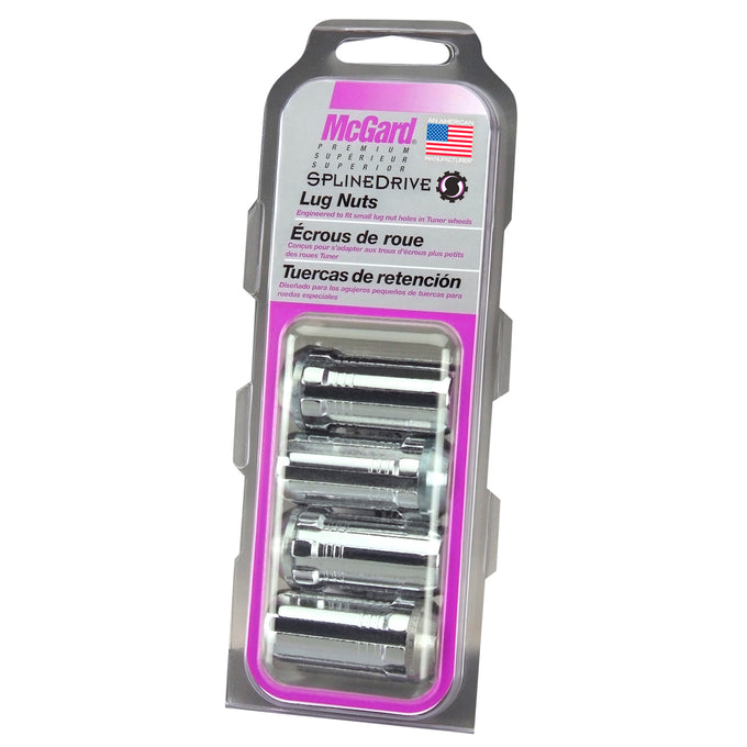 Cone Seat SplineDrive Lug Nut <br> M14 x 1.5 Thread, 22mm or 1.00in Hex x 1.648in L