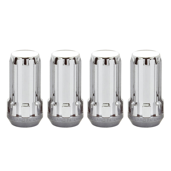 4-Pack SplineDrive Cone Seat Lug Nuts <br> 1/2-20 Thread, 13/16in Hex x 1.60in L