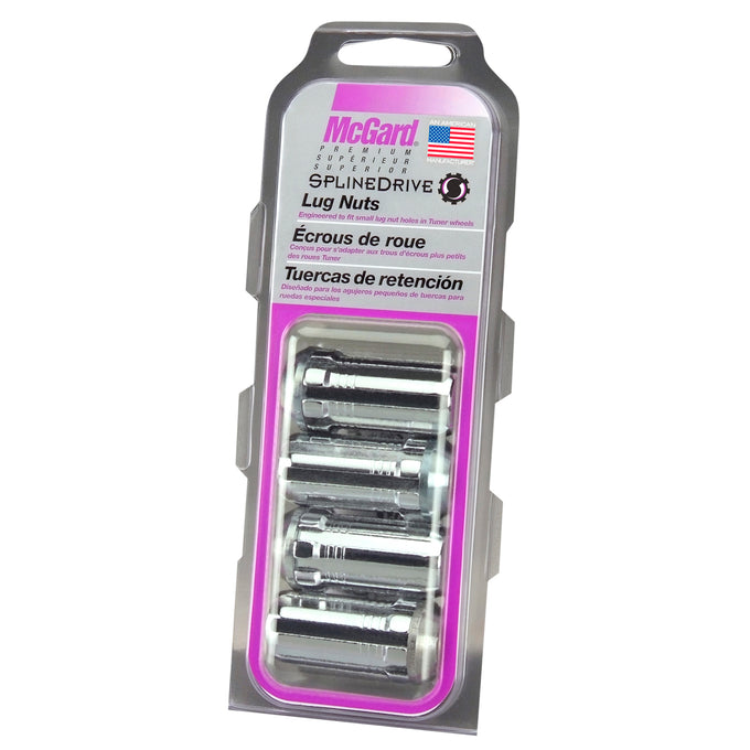 4-Pack SplineDrive Cone Seat Lug Nuts <br> 1/2-20 Thread, 13/16in Hex x 1.60in L