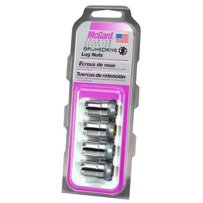 SplineDrive Cone Seat Lug Nut <br> M12 x 1.25 Thread, 13/16in Hex x 1.24in L