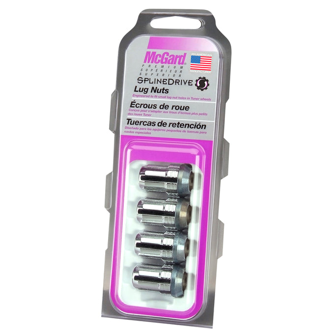 SplineDrive Cone Seat Lug Nut <br> M12 x 1.25 Thread, 13/16in Hex x 1.24in L