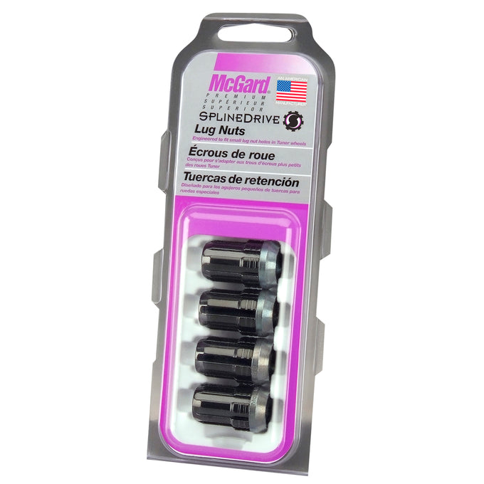 Cone Seat SplineDrive Lug Nut <br> M12 x 1.5 Thread, 13/16in Hex x 1.24in L