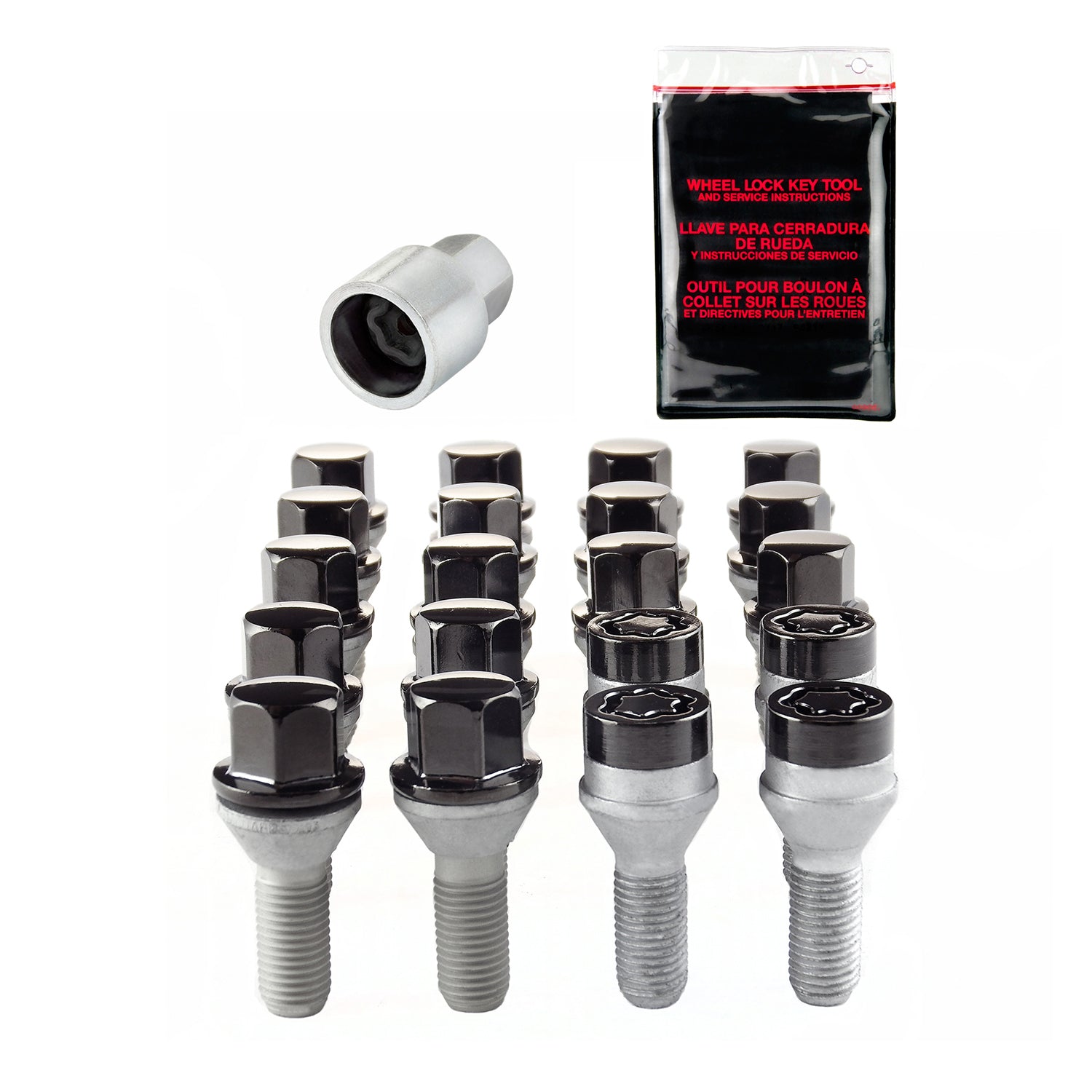 Wheel Installation Kit 5 Lug w/ Locks Radius Seat <br> M12 x 1.5, 17mm Hex, 25.5mm Shank Length