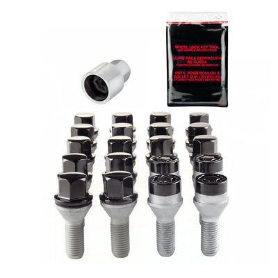 Wheel Installation Kit 5 Lug w/ Locks Radius Seat <br> M12 x 1.5, 17mm Hex, 25.5mm Shank Length