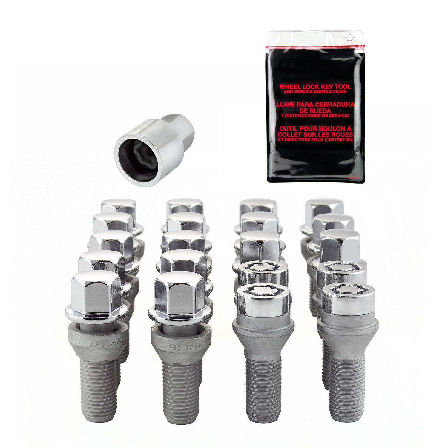 Wheel Installation Kit 5 Lug w/ Locks Cone Seat <br> M14 x 1.5, 17mm Hex, 28.0mm Shank Length