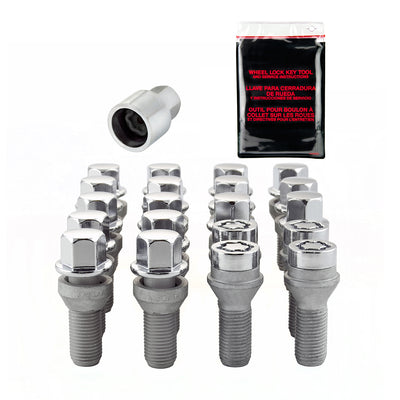 Wheel Installation Kit 5 Lug w/ Locks Cone Seat <br> M14 x 1.5, 17mm Hex, 30.5mm Shank Length