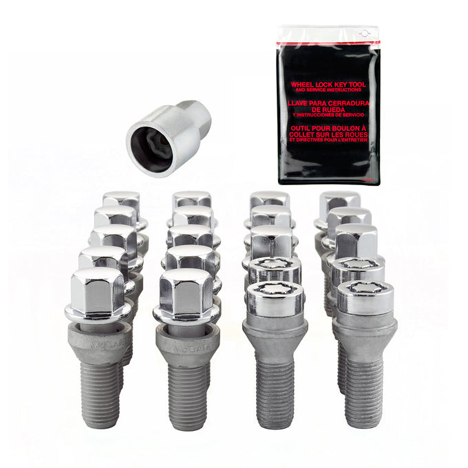 Wheel Installation Kit 5 Lug w/ Locks Cone Seat <br> M14 x 1.5, 17mm Hex, 30.5mm Shank Length
