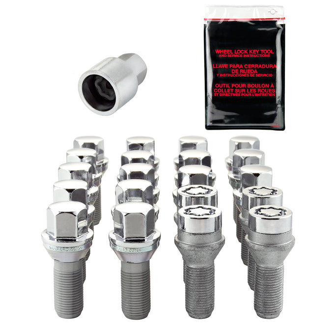 Wheel Installation Kit 5 Lug w/ Locks Cone Seat <br> M14 x 1.25, 17mm Hex, 27.5mm Shank Length