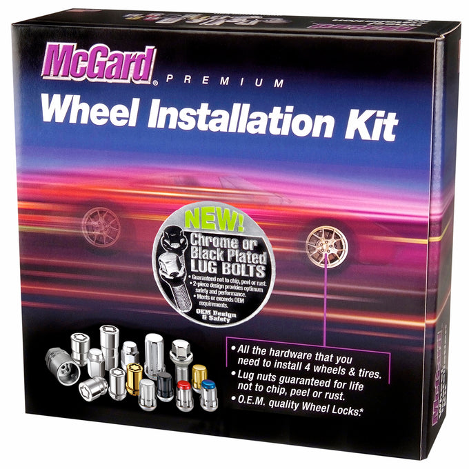 Wheel Installation Kit 5 Lug w/ Locks Cone Seat <br> M14 x 1.25, 17mm Hex, 27.5mm Shank Length