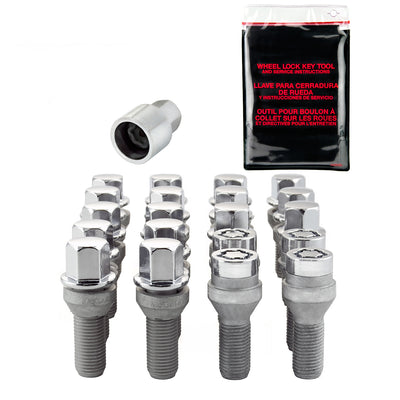 Wheel Installation Kit 5 Lug w/ Locks Cone Seat <br> M12 x 1.25, 17mm Hex, 25.6mm Shank Length