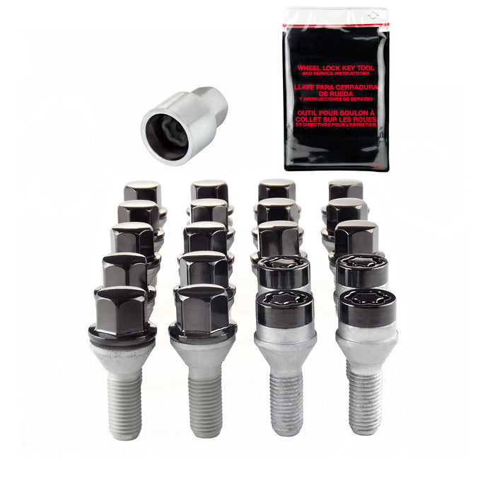 Wheel Installation Kit 5 Lug w/ Locks Radius Seat <br> M12 x 1.25, 17mm Hex, 25.6mm Shank Length