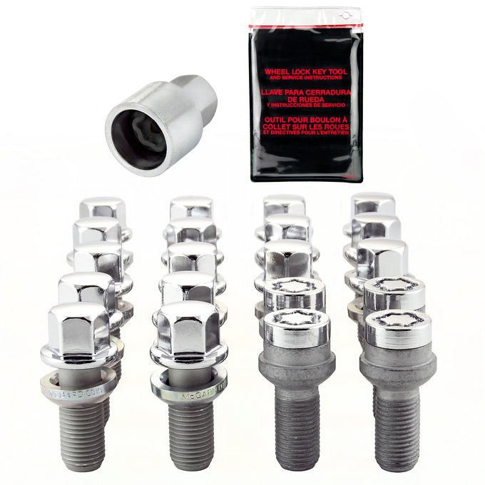 Wheel Installation Kit 5 Lug w/ Locks Radius Seat <br> M14 x 1.5, 17mm Hex, 26.3mm Shank Length