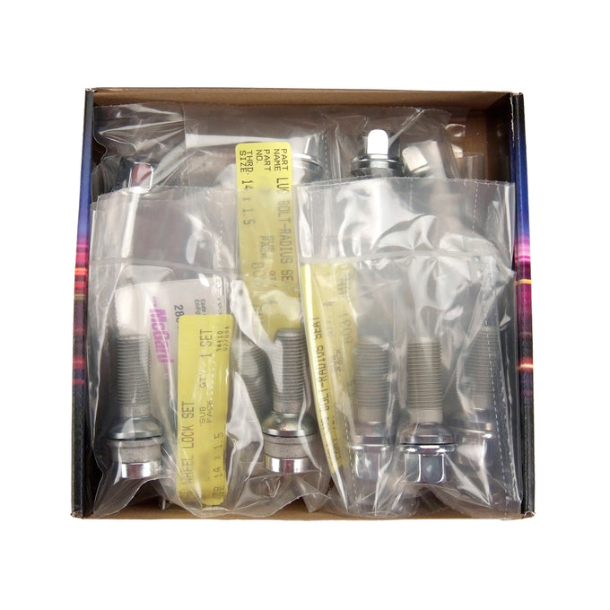 Wheel Installation Kit 5 Lug w/ Locks Radius Seat <br> M14 x 1.5, 17mm Hex, 26.3mm Shank Length