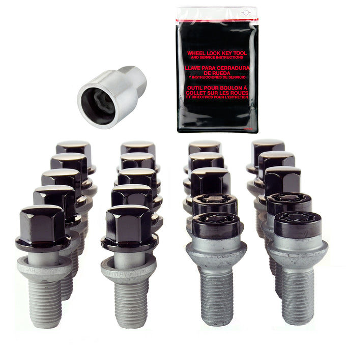 Wheel Installation Kit 5 Lug w/ Locks Radius Seat <br> M14 x 1.5, 17mm Hex, 26.3mm Shank Length