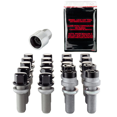 Wheel Installation Kit 5 Lug w/ Locks Radius Seat <br> M14 x 1.5, 17mm Hex, 35.4mm Shank Length