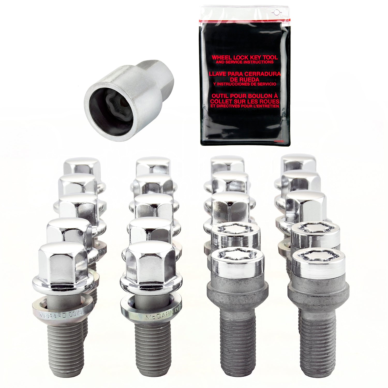 Wheel Installation Kit 5 Lug w/ Locks Radius Seat <br> M14 x 1.5, 17mm Hex, 27.5mm Shank Length