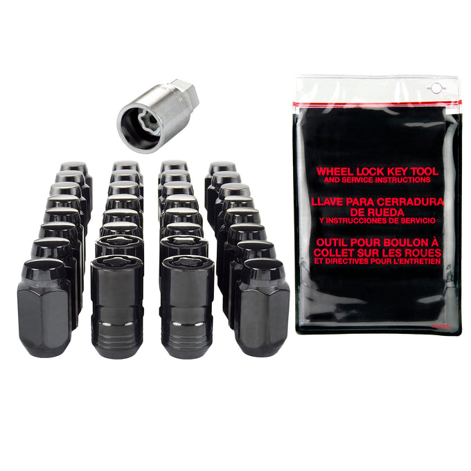 Wheel Installation Kit 8 Lug Hex w/Locks Cone Seat <br> M14 x 1.5 Thread, 22mm Hex x 1.635in L