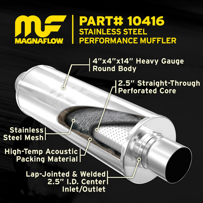 4 in. Round Straight-Through Performance Exhaust Muffler