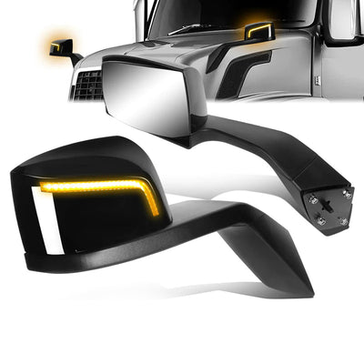 Performance Series Side Hood Mirrors (Black) <br>04-18 Volvo VN Series