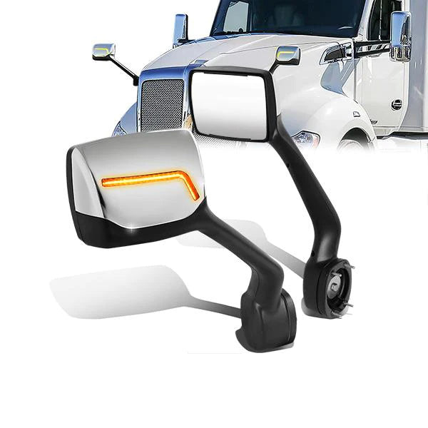 Performance Series Side Hood Mirrors (Chrome) <br>11-21 Kenworth T680, Peterbilt 579, 587
