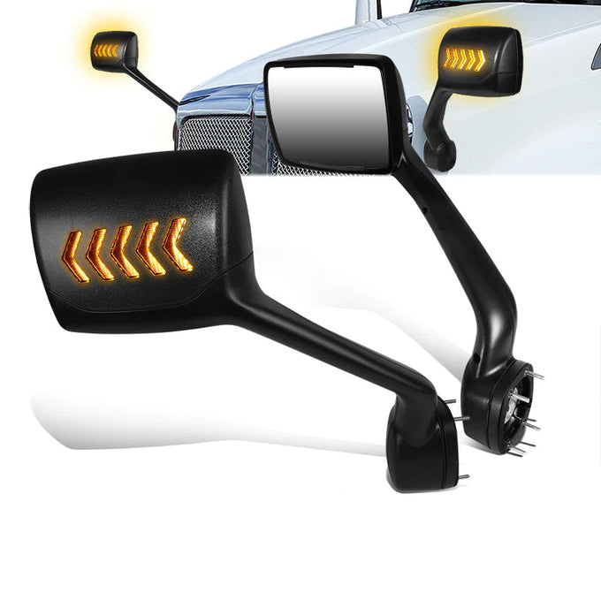 Performance Series Side Hood Mirrors (Black) <br>11-21 Kenworth T680, Peterbilt 579, 587