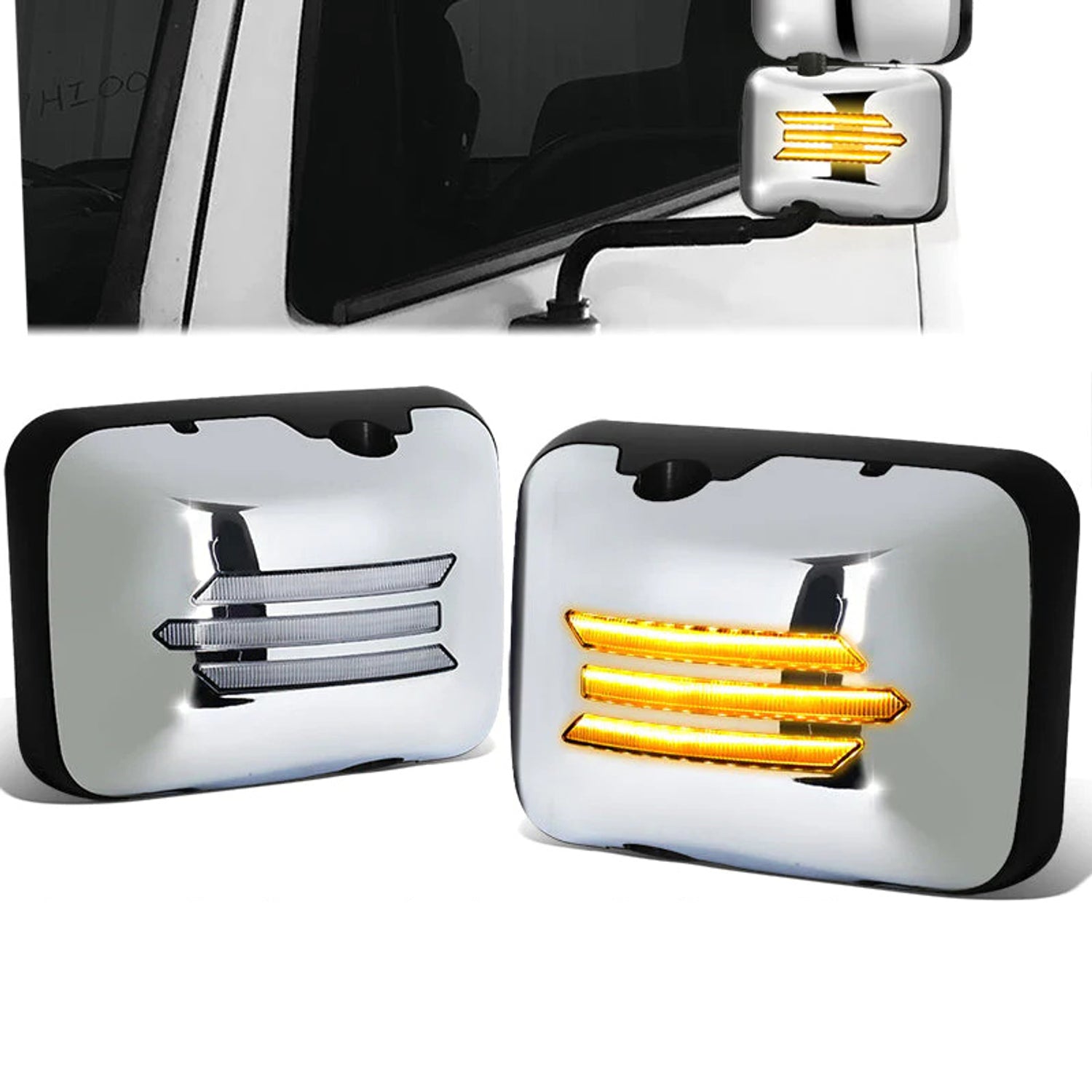 Performance Series Side Hood Mirrors (Black) <br>05-21 Hino 145, 238, 268, 338, 358, L6, XL7