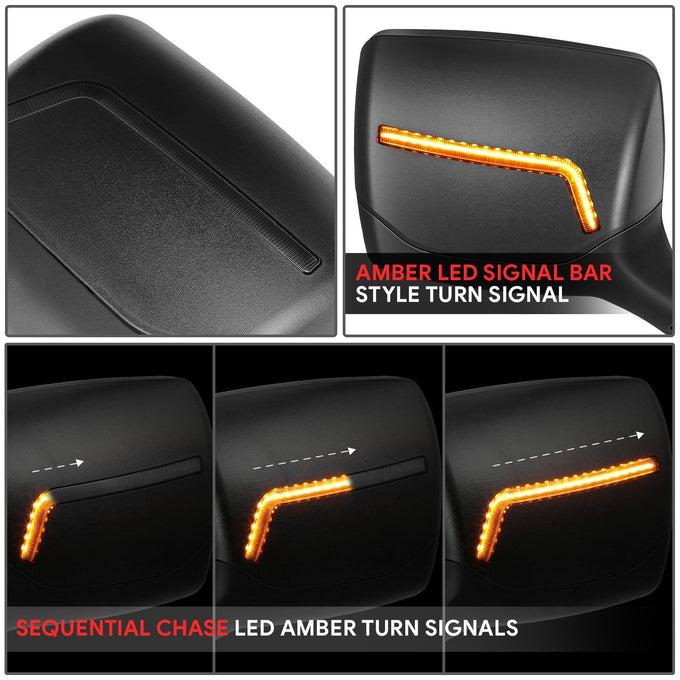Sequential Check Mark Style Signal Side Hood Mirrors <br>22-25 Peterbilt 579