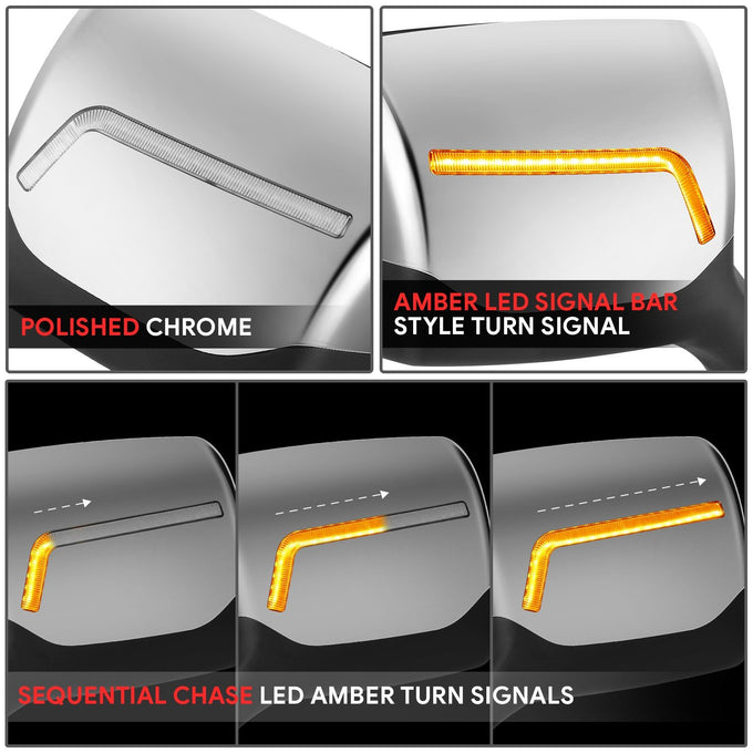 Sequential Check Mark Signal Side View Hood Mirrors <br>22-25 Peterbilt 579