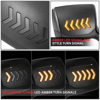 Pair Sequential Chevron Arrow Signal Side Hood Mirrors <br>22-25 Peterbilt 579