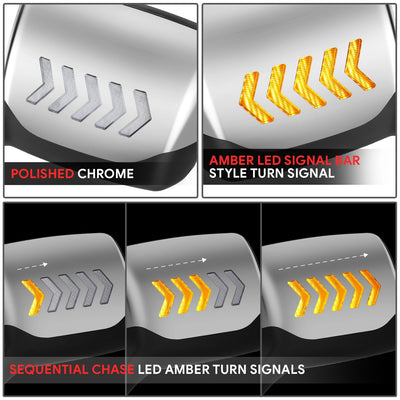 Sequential Chevron Arrow Signal Side View Hood Mirrors <br>22-25 Peterbilt 579