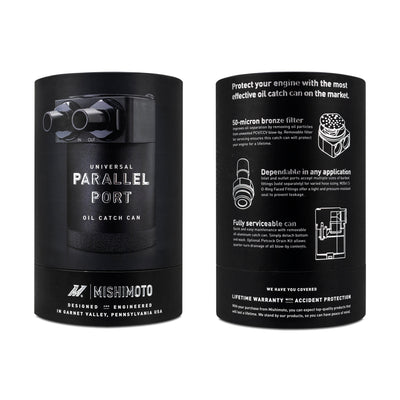 Parallel Port Universal Baffled Oil Catch Can <br> Thread Size: 3/8-18 NPT