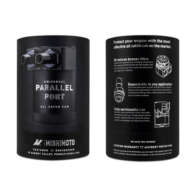 Parallel Port Universal Baffled Oil Catch Can <br> Thread Size: 3/8-18 NPT