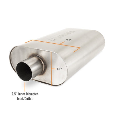 2.5 in Stainless-Steel Exhaust Muffler <br> 20 L X 9.6 W X 4.7 in H