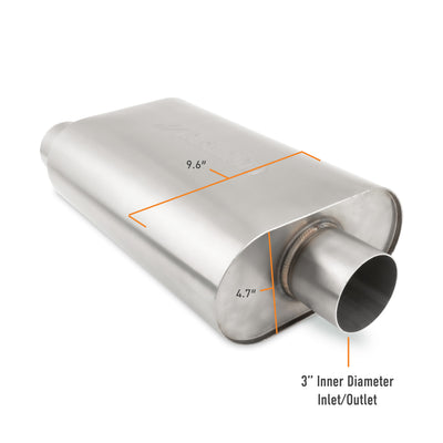 3 in Stainless-Steel Exhaust Muffler <br> 20 L X 9.6 W X 4.7 in H