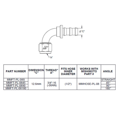 45 Degree Push Lock Fitting - 8AN <br> Universal Fit